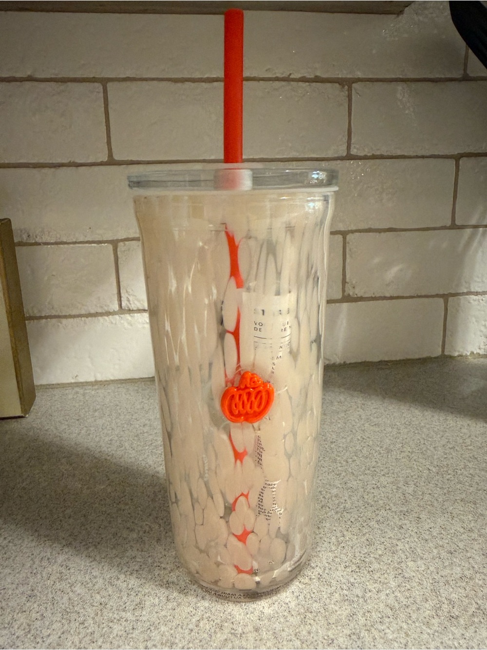 Starbucks New Pumpkin Spice Marble-Pattern Tumbler with Orange Straw